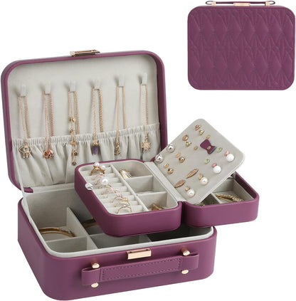 Travel Jewelry Case Large Jewelry Box Jewelry Travel Organizer Jewelry Case with Handle Removable Tray Best Gift for Women Girls (Grey)