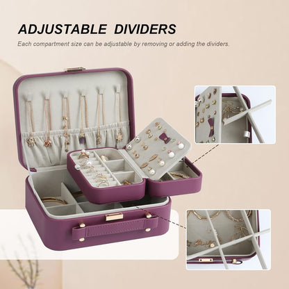 Travel Jewelry Case Large Jewelry Box Jewelry Travel Organizer Jewelry Case with Handle Removable Tray Best Gift for Women Girls (Grey)