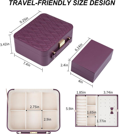 Travel Jewelry Case Large Jewelry Box Jewelry Travel Organizer Jewelry Case with Handle Removable Tray Best Gift for Women Girls (Grey)