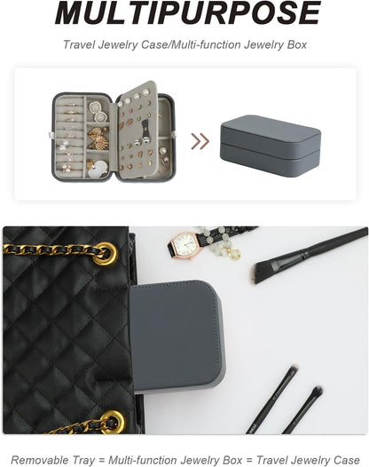 Travel Jewelry Case Large Jewelry Box Jewelry Travel Organizer Jewelry Case with Handle Removable Tray Best Gift for Women Girls (Grey)
