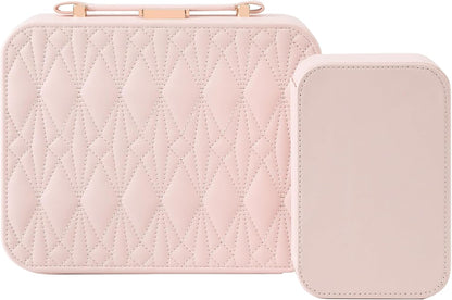 Travel Jewelry Case Large Jewelry Box Jewelry Travel Organizer Jewelry Case with Handle Removable Tray Best Gift for Women Girls (Grey)