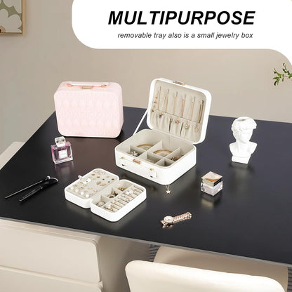 Travel Jewelry Case Large Jewelry Box Jewelry Travel Organizer Jewelry Case with Handle Removable Tray Best Gift for Women Girls (Grey)