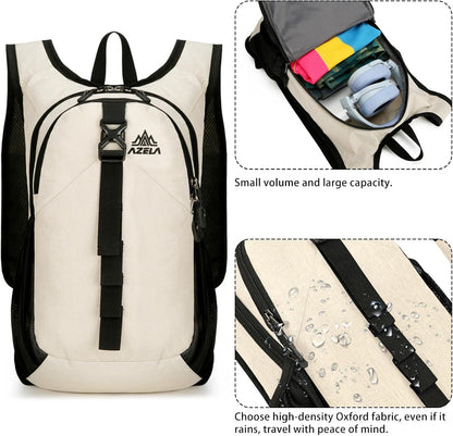 15L Small Hiking Backpack Foldable Ultralight Trekking Camping Outdoors Backpack for Women Men (beige)