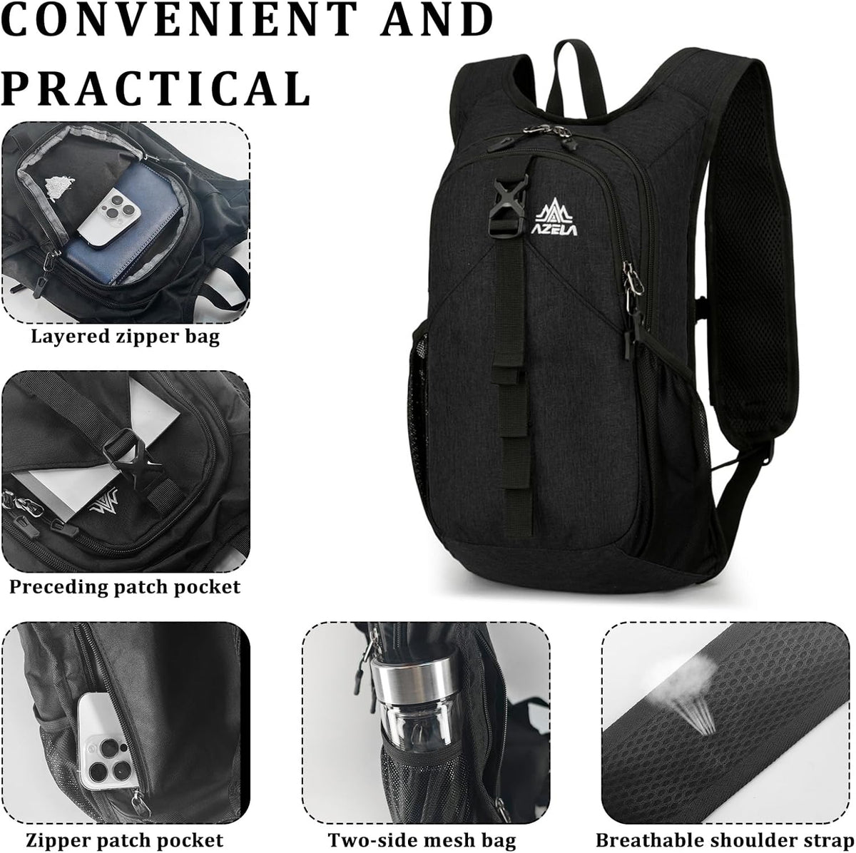 15L Small Hiking Backpack Foldable Ultralight Trekking Camping Outdoors Backpack for Women Men (beige)