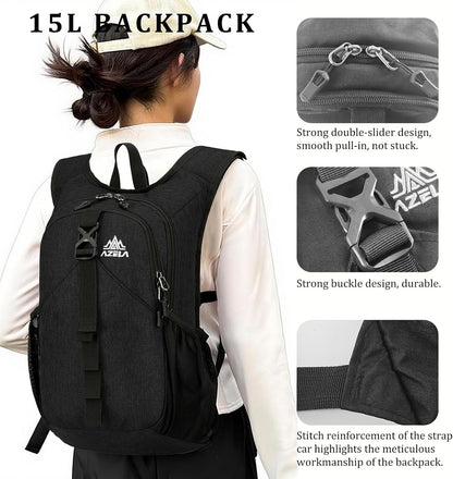 15L Small Hiking Backpack Foldable Ultralight Trekking Camping Outdoors Backpack for Women Men (beige)