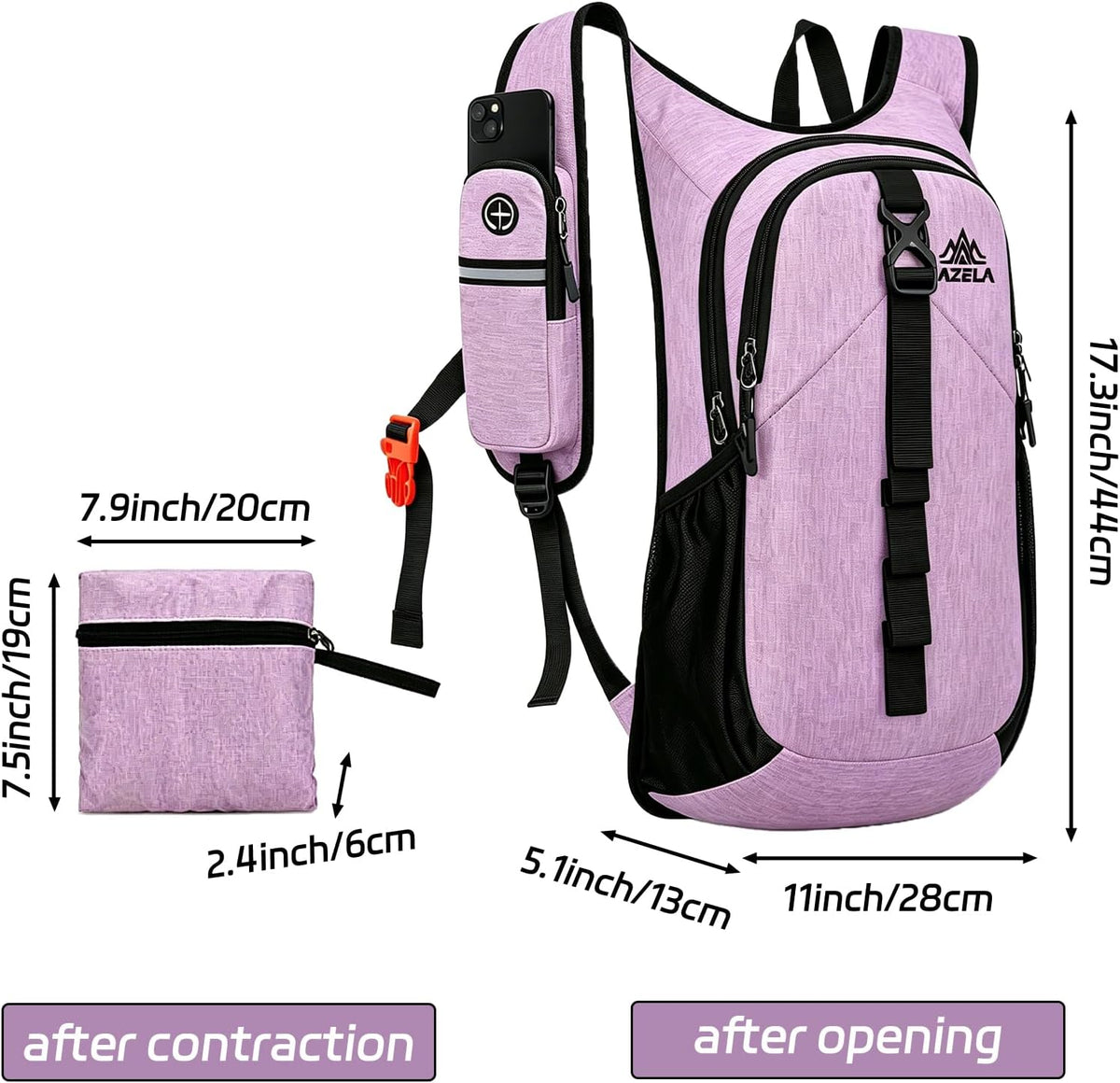 15L Small Hiking Backpack Foldable Ultralight Trekking Camping Outdoors Backpack for Women Men (beige)