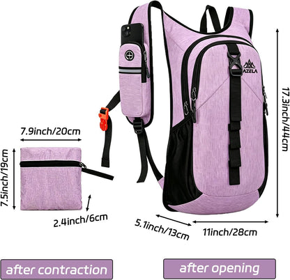 15L Small Hiking Backpack Foldable Ultralight Trekking Camping Outdoors Backpack for Women Men (beige)