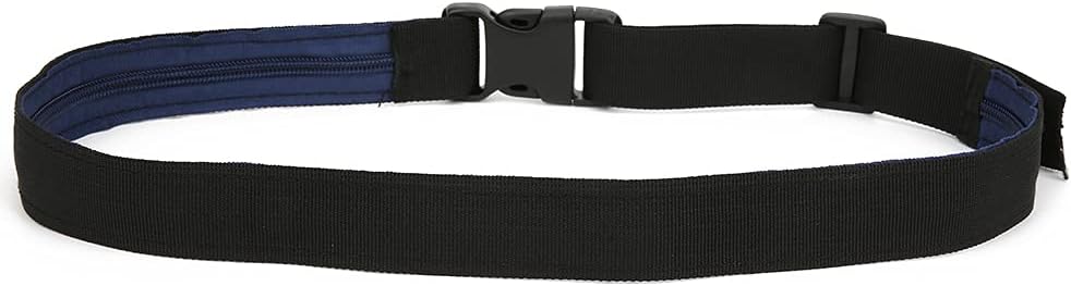 Anti Theft Money Belt with Zipper Pocket, Sports Waist Bag for Outdoor Activities, Concealed Wallet Belt for Running Travel Hiking, Secure Hidden Storage for Cash Cards Valuables (3CM)