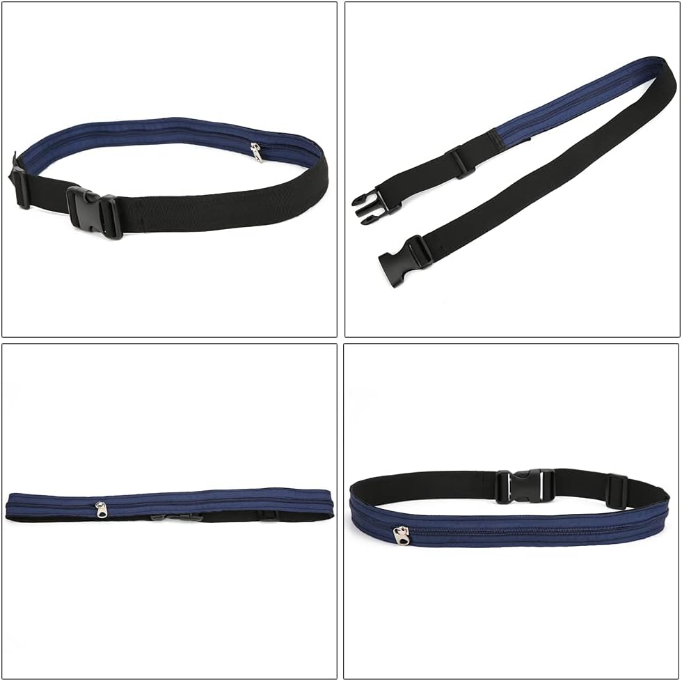 Anti Theft Money Belt with Zipper Pocket, Sports Waist Bag for Outdoor Activities, Concealed Wallet Belt for Running Travel Hiking, Secure Hidden Storage for Cash Cards Valuables (3CM)
