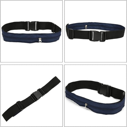 Anti Theft Money Belt with Zipper Pocket, Sports Waist Bag for Outdoor Activities, Concealed Wallet Belt for Running Travel Hiking, Secure Hidden Storage for Cash Cards Valuables (3CM)