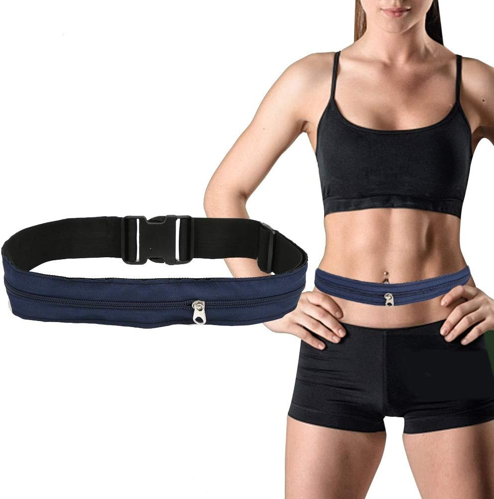 Anti Theft Money Belt with Zipper Pocket, Sports Waist Bag for Outdoor Activities, Concealed Wallet Belt for Running Travel Hiking, Secure Hidden Storage for Cash Cards Valuables (3CM)