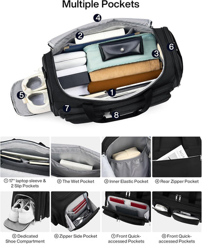 Underseat Carry On Luggage Bags for Travel Lightweight Foldable Carry On Bags for Airplanes Small Duffle Bag for Men Women TSA Approved Underseat Bag Travel Tote Bags, Black