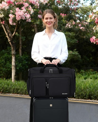 Underseat Carry On Luggage Bags for Travel Lightweight Foldable Carry On Bags for Airplanes Small Duffle Bag for Men Women TSA Approved Underseat Bag Travel Tote Bags, Black