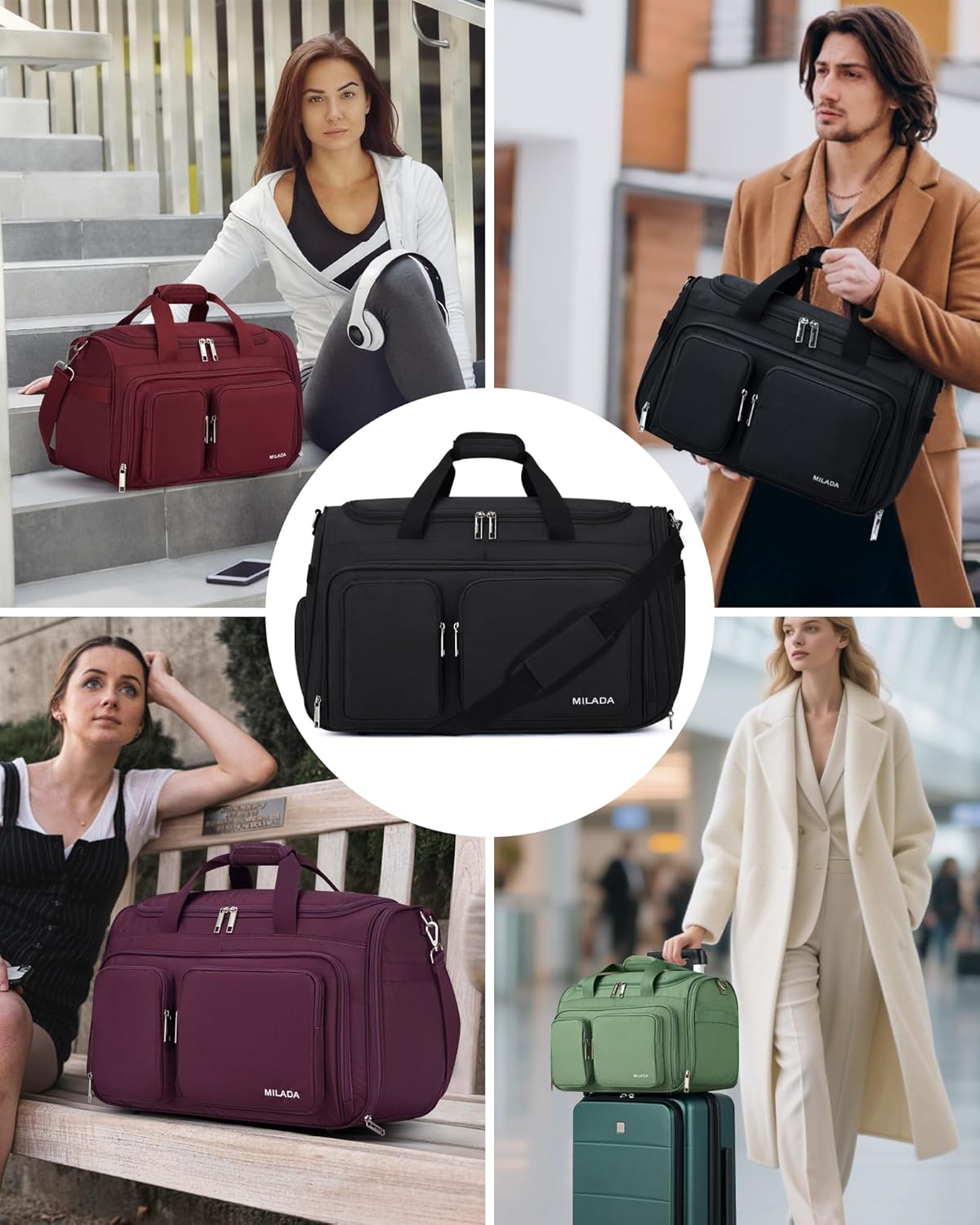 Underseat Carry On Luggage Bags for Travel Lightweight Foldable Carry On Bags for Airplanes Small Duffle Bag for Men Women TSA Approved Underseat Bag Travel Tote Bags, Black
