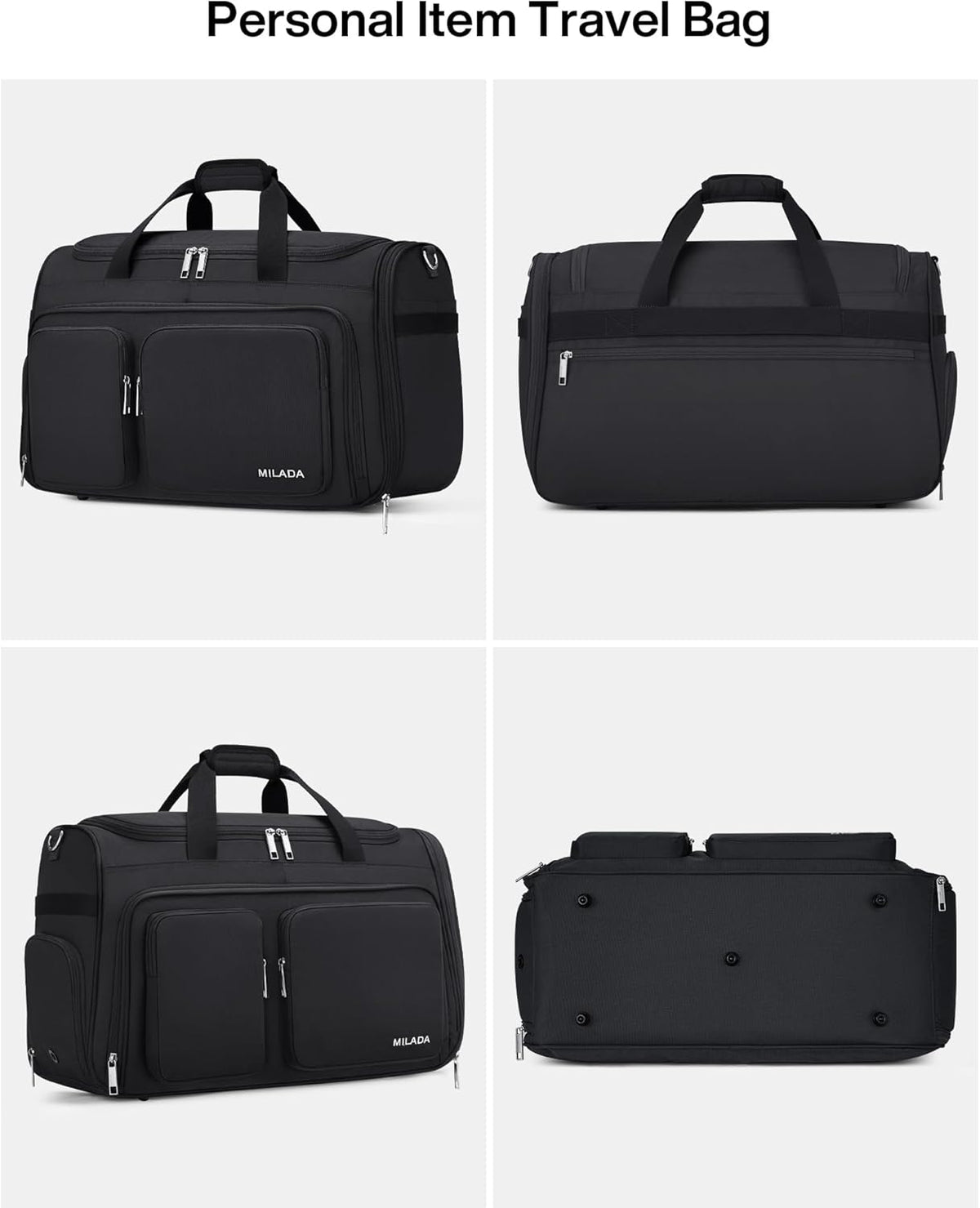 Underseat Carry On Luggage Bags for Travel Lightweight Foldable Carry On Bags for Airplanes Small Duffle Bag for Men Women TSA Approved Underseat Bag Travel Tote Bags, Black