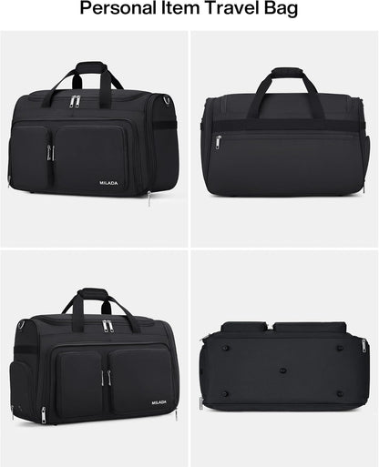 Underseat Carry On Luggage Bags for Travel Lightweight Foldable Carry On Bags for Airplanes Small Duffle Bag for Men Women TSA Approved Underseat Bag Travel Tote Bags, Black