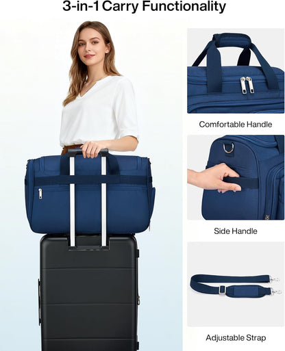 Underseat Carry On Luggage Bags for Travel Lightweight Foldable Carry On Bags for Airplanes Small Duffle Bag for Men Women TSA Approved Underseat Bag Travel Tote Bags, Black