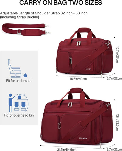 Underseat Carry On Luggage Bags for Travel Lightweight Foldable Carry On Bags for Airplanes Small Duffle Bag for Men Women TSA Approved Underseat Bag Travel Tote Bags, Black