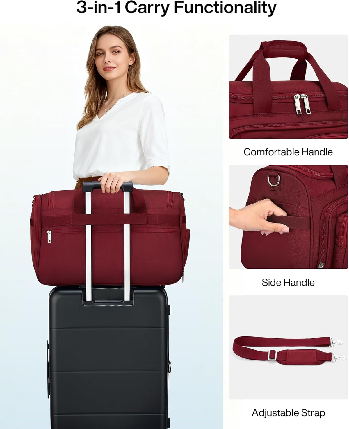Underseat Carry On Luggage Bags for Travel Lightweight Foldable Carry On Bags for Airplanes Small Duffle Bag for Men Women TSA Approved Underseat Bag Travel Tote Bags, Black