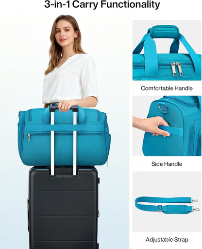 Underseat Carry On Luggage Bags for Travel Lightweight Foldable Carry On Bags for Airplanes Small Duffle Bag for Men Women TSA Approved Underseat Bag Travel Tote Bags, Black