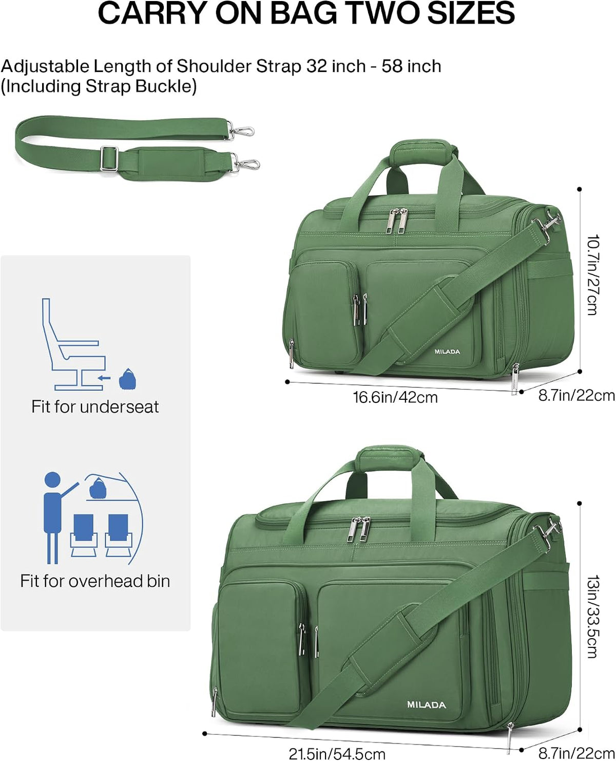 Underseat Carry On Luggage Bags for Travel Lightweight Foldable Carry On Bags for Airplanes Small Duffle Bag for Men Women TSA Approved Underseat Bag Travel Tote Bags, Black