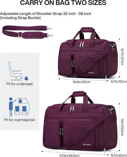 Underseat Carry On Luggage Bags for Travel Lightweight Foldable Carry On Bags for Airplanes Small Duffle Bag for Men Women TSA Approved Underseat Bag Travel Tote Bags, Black
