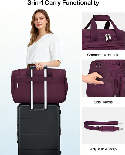 Underseat Carry On Luggage Bags for Travel Lightweight Foldable Carry On Bags for Airplanes Small Duffle Bag for Men Women TSA Approved Underseat Bag Travel Tote Bags, Black