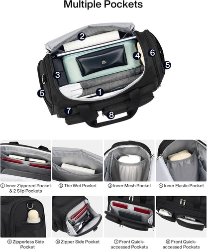 Underseat Carry On Luggage Bags for Travel Lightweight Foldable Carry On Bags for Airplanes Small Duffle Bag for Men Women TSA Approved Underseat Bag Travel Tote Bags, Black
