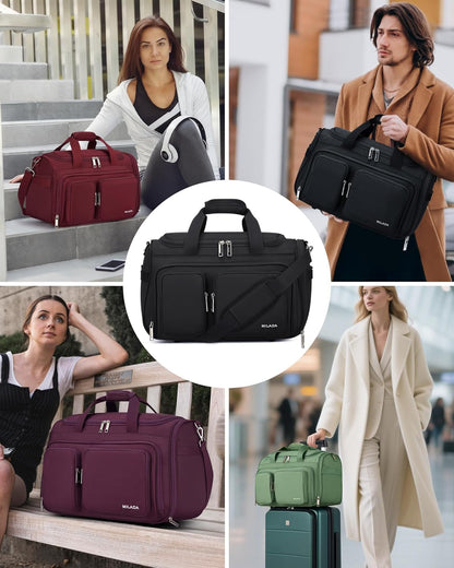 Underseat Carry On Luggage Bags for Travel Lightweight Foldable Carry On Bags for Airplanes Small Duffle Bag for Men Women TSA Approved Underseat Bag Travel Tote Bags, Black