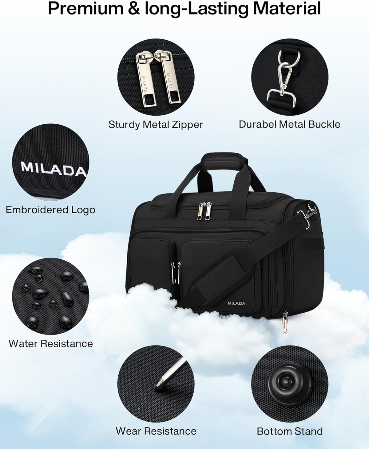 Underseat Carry On Luggage Bags for Travel Lightweight Foldable Carry On Bags for Airplanes Small Duffle Bag for Men Women TSA Approved Underseat Bag Travel Tote Bags, Black