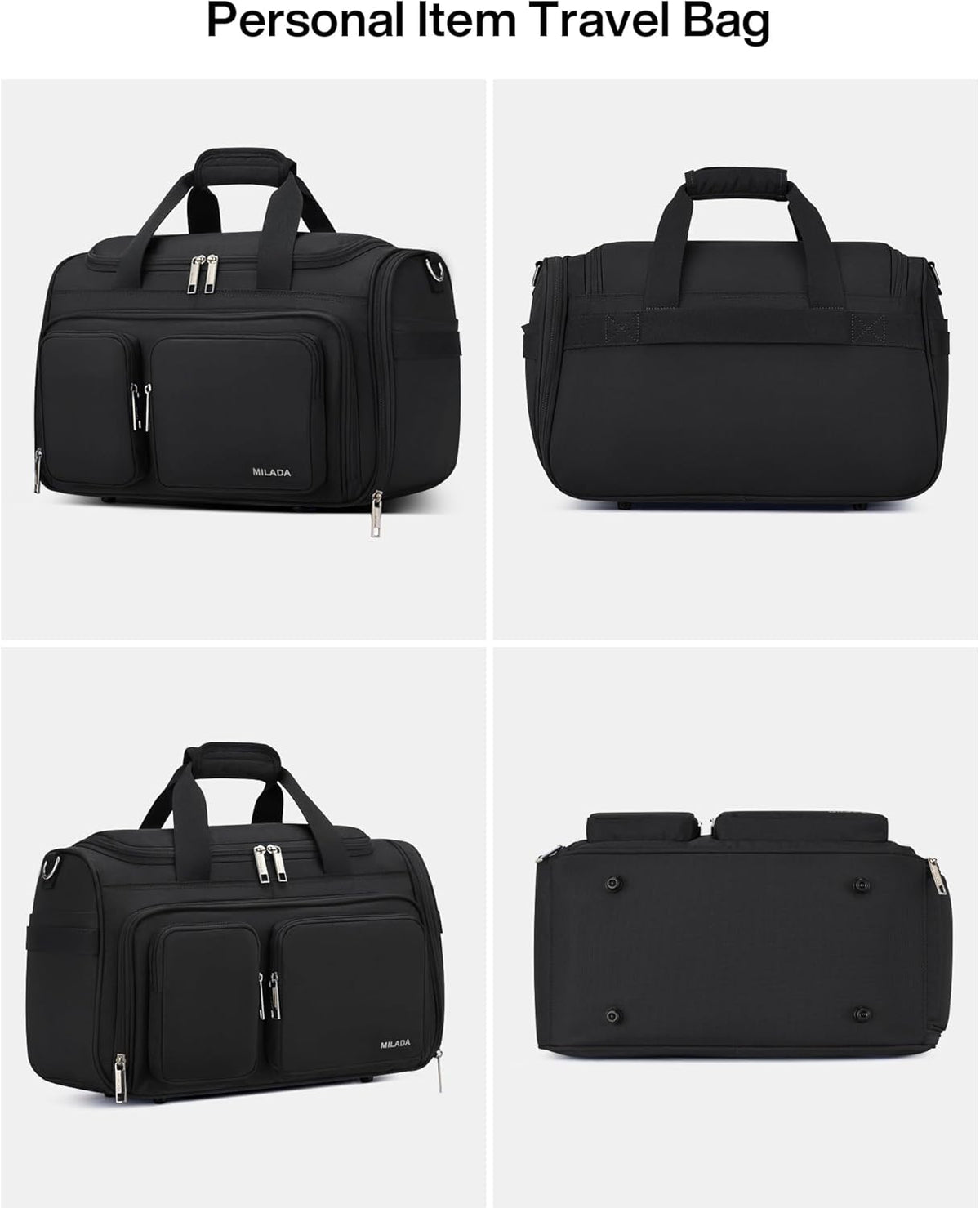 Underseat Carry On Luggage Bags for Travel Lightweight Foldable Carry On Bags for Airplanes Small Duffle Bag for Men Women TSA Approved Underseat Bag Travel Tote Bags, Black