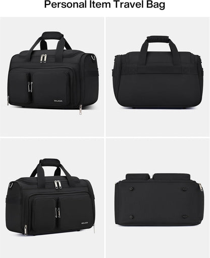Underseat Carry On Luggage Bags for Travel Lightweight Foldable Carry On Bags for Airplanes Small Duffle Bag for Men Women TSA Approved Underseat Bag Travel Tote Bags, Black