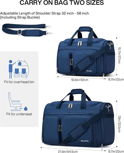 Underseat Carry On Luggage Bags for Travel Lightweight Foldable Carry On Bags for Airplanes Small Duffle Bag for Men Women TSA Approved Underseat Bag Travel Tote Bags, Black
