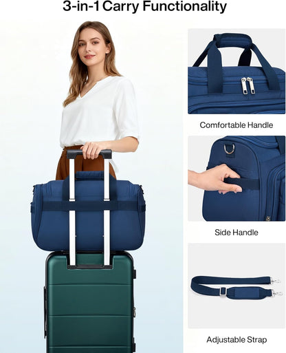 Underseat Carry On Luggage Bags for Travel Lightweight Foldable Carry On Bags for Airplanes Small Duffle Bag for Men Women TSA Approved Underseat Bag Travel Tote Bags, Black