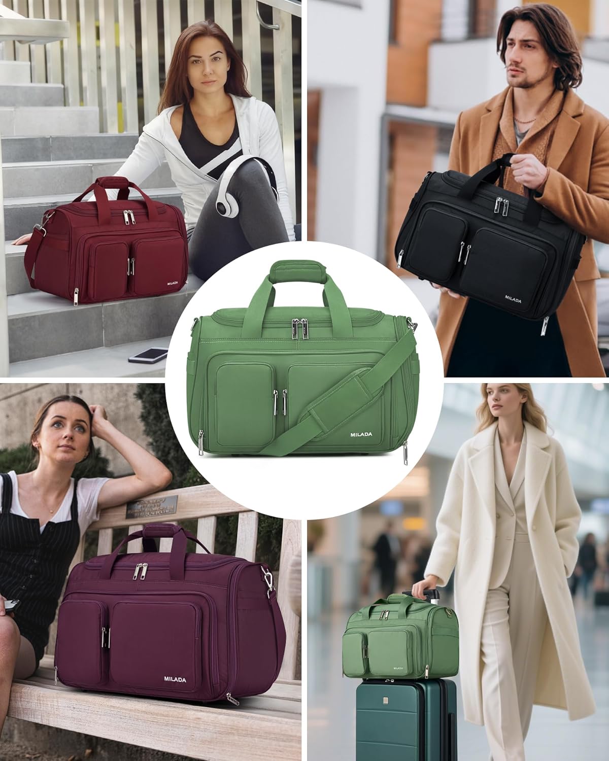 Underseat Carry On Luggage Bags for Travel Lightweight Foldable Carry On Bags for Airplanes Small Duffle Bag for Men Women TSA Approved Underseat Bag Travel Tote Bags, Black