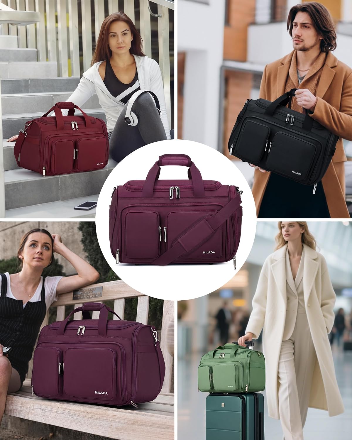 Underseat Carry On Luggage Bags for Travel Lightweight Foldable Carry On Bags for Airplanes Small Duffle Bag for Men Women TSA Approved Underseat Bag Travel Tote Bags, Black