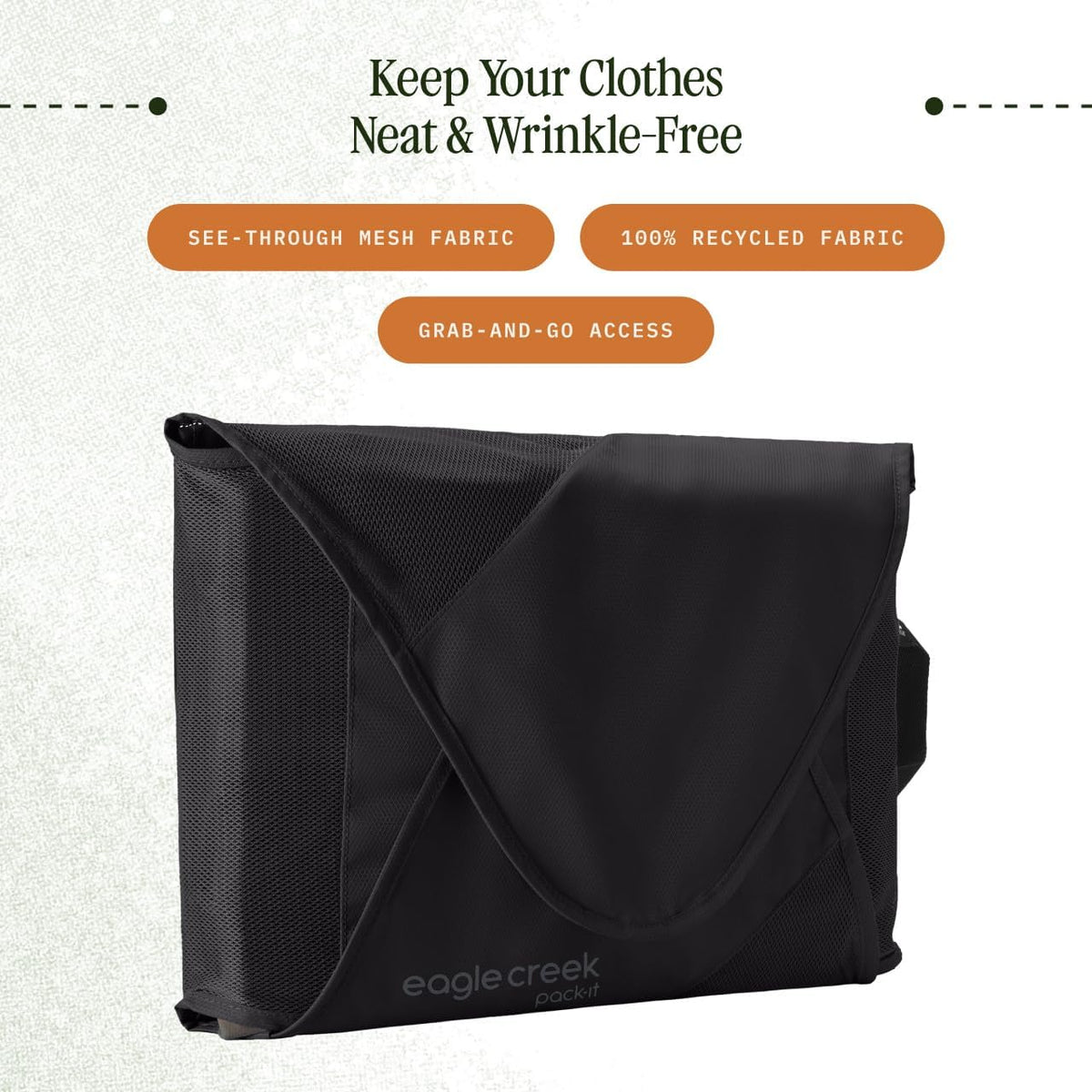 Pack-It Reveal Garment Folder - Travel Garment Bag with Compression Wings to Maximize Luggage Space - Convenient Top Handle - Quick Drying Material - Black - Large