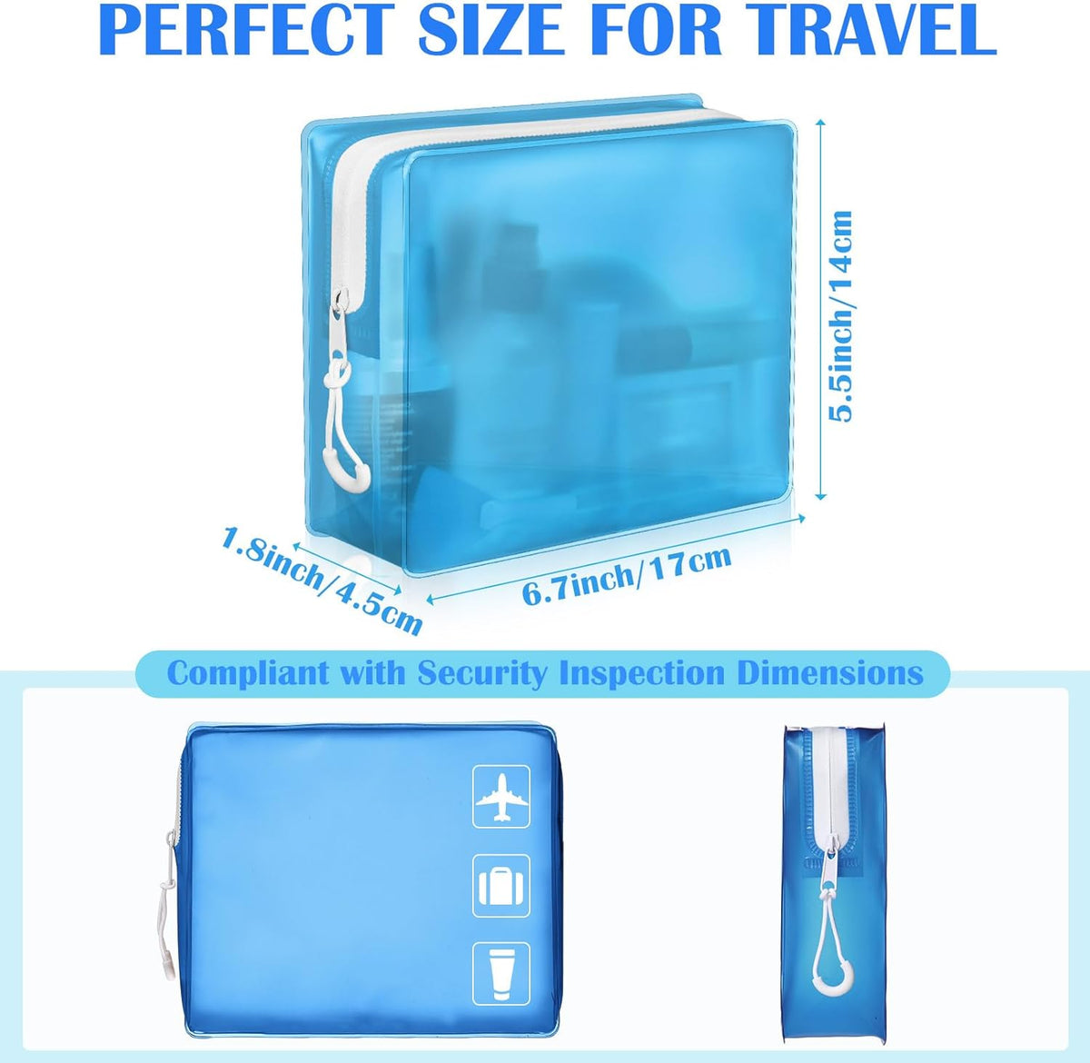 4 Pack TSA Approved Travel Toiletry Bags Frosted Translucent Leak-proof Cosmetic Makeup Bags for Women Men Travel Organizer Airport Security(Pastel,8.5 x 6.3 x 2.9 Inch)