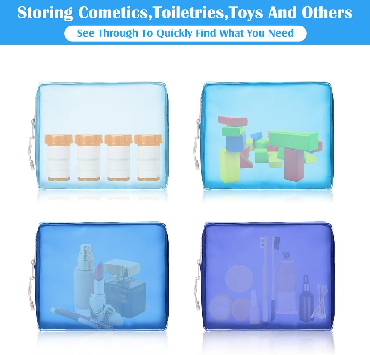 4 Pack TSA Approved Travel Toiletry Bags Frosted Translucent Leak-proof Cosmetic Makeup Bags for Women Men Travel Organizer Airport Security(Pastel,8.5 x 6.3 x 2.9 Inch)