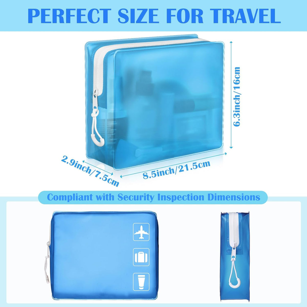 4 Pack TSA Approved Travel Toiletry Bags Frosted Translucent Leak-proof Cosmetic Makeup Bags for Women Men Travel Organizer Airport Security(Pastel,8.5 x 6.3 x 2.9 Inch)