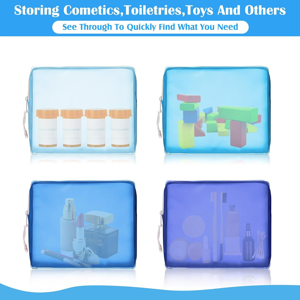 4 Pack TSA Approved Travel Toiletry Bags Frosted Translucent Leak-proof Cosmetic Makeup Bags for Women Men Travel Organizer Airport Security(Pastel,8.5 x 6.3 x 2.9 Inch)