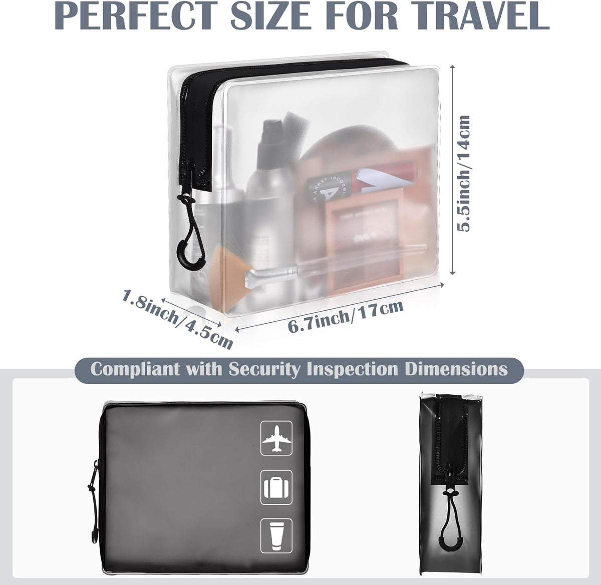 4 Pack TSA Approved Travel Toiletry Bags Frosted Translucent Leak-proof Cosmetic Makeup Bags for Women Men Travel Organizer Airport Security(Pastel,8.5 x 6.3 x 2.9 Inch)