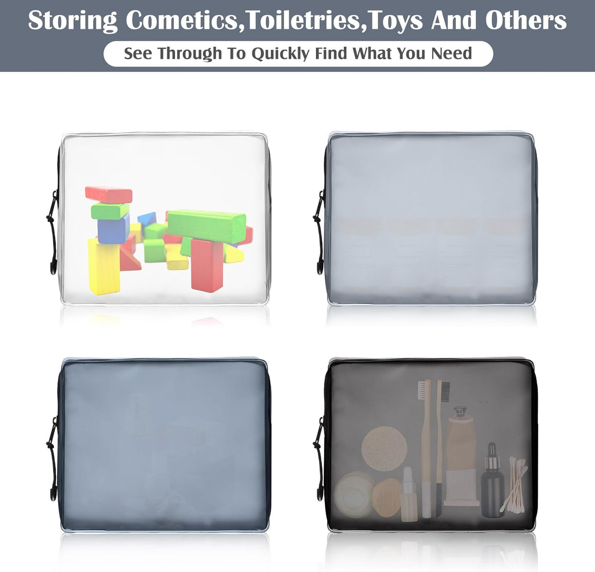 4 Pack TSA Approved Travel Toiletry Bags Frosted Translucent Leak-proof Cosmetic Makeup Bags for Women Men Travel Organizer Airport Security(Pastel,8.5 x 6.3 x 2.9 Inch)