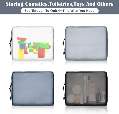 4 Pack TSA Approved Travel Toiletry Bags Frosted Translucent Leak-proof Cosmetic Makeup Bags for Women Men Travel Organizer Airport Security(Pastel,8.5 x 6.3 x 2.9 Inch)