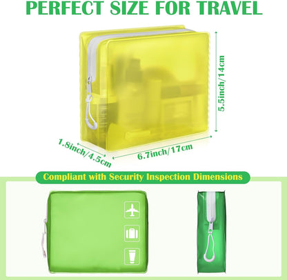 4 Pack TSA Approved Travel Toiletry Bags Frosted Translucent Leak-proof Cosmetic Makeup Bags for Women Men Travel Organizer Airport Security(Pastel,8.5 x 6.3 x 2.9 Inch)