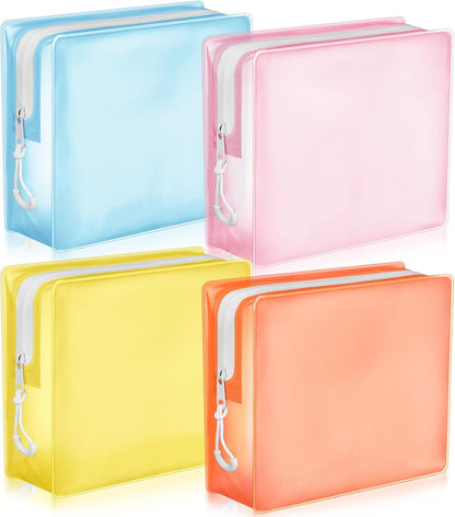 4 Pack TSA Approved Travel Toiletry Bags Frosted Translucent Leak-proof Cosmetic Makeup Bags for Women Men Travel Organizer Airport Security(Pastel,8.5 x 6.3 x 2.9 Inch)