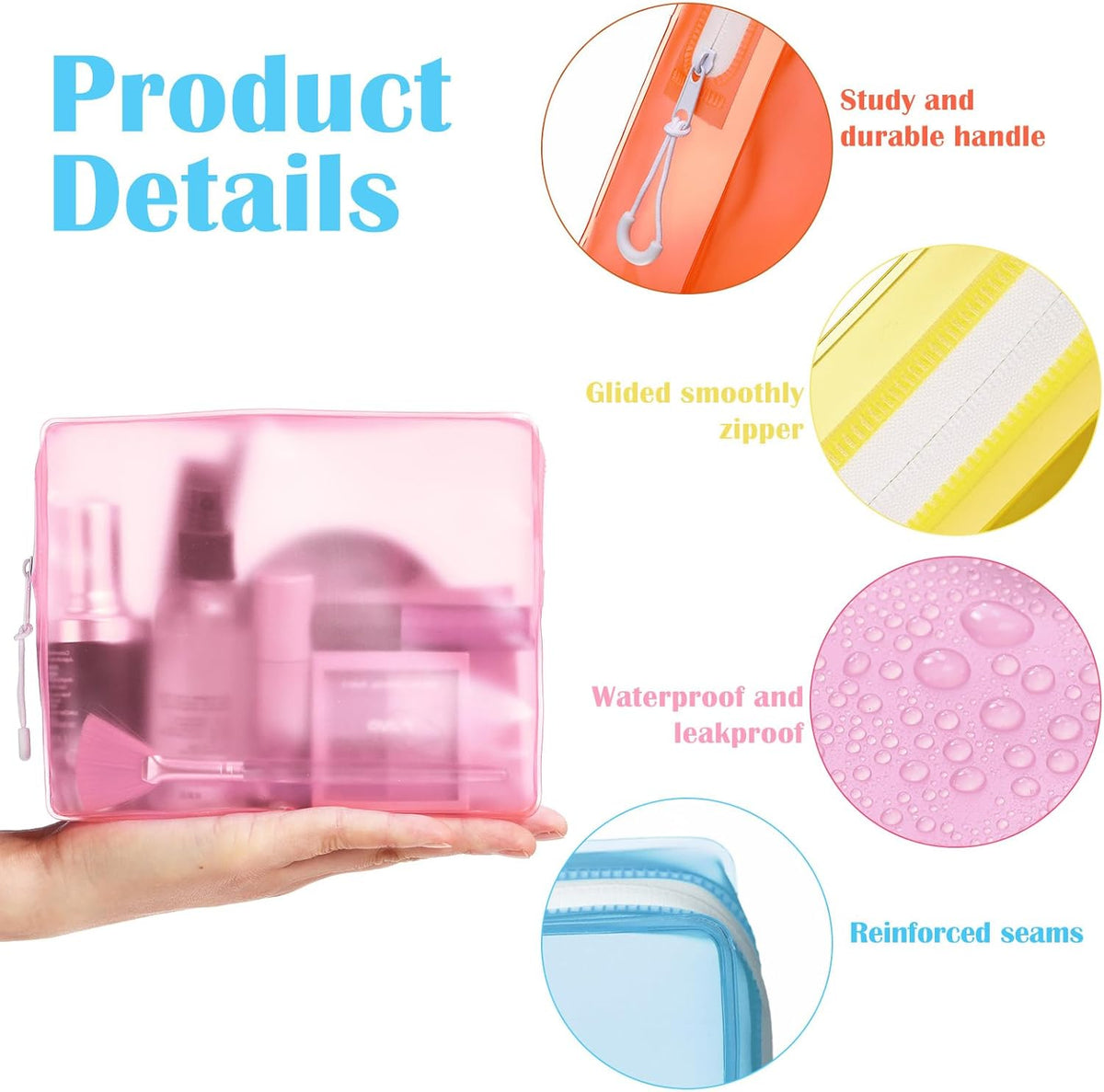 4 Pack TSA Approved Travel Toiletry Bags Frosted Translucent Leak-proof Cosmetic Makeup Bags for Women Men Travel Organizer Airport Security(Pastel,8.5 x 6.3 x 2.9 Inch)