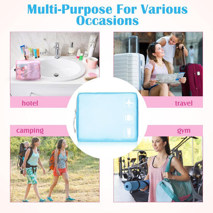 4 Pack TSA Approved Travel Toiletry Bags Frosted Translucent Leak-proof Cosmetic Makeup Bags for Women Men Travel Organizer Airport Security(Pastel,8.5 x 6.3 x 2.9 Inch)