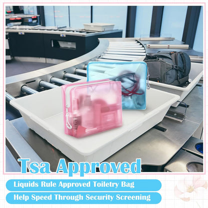 4 Pack TSA Approved Travel Toiletry Bags Frosted Translucent Leak-proof Cosmetic Makeup Bags for Women Men Travel Organizer Airport Security(Pastel,8.5 x 6.3 x 2.9 Inch)