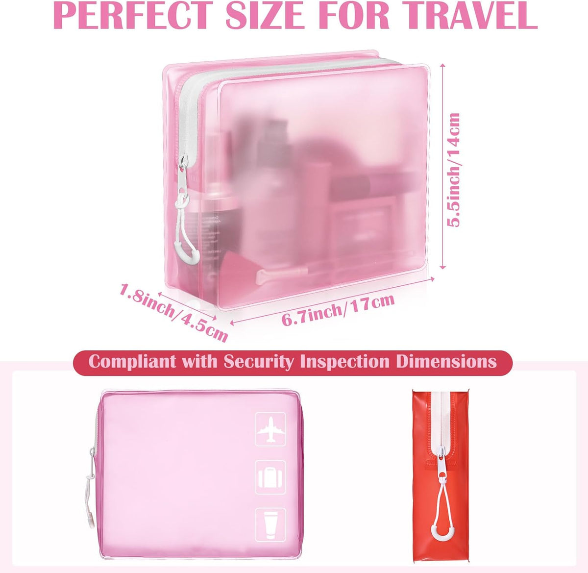 4 Pack TSA Approved Travel Toiletry Bags Frosted Translucent Leak-proof Cosmetic Makeup Bags for Women Men Travel Organizer Airport Security(Pastel,8.5 x 6.3 x 2.9 Inch)